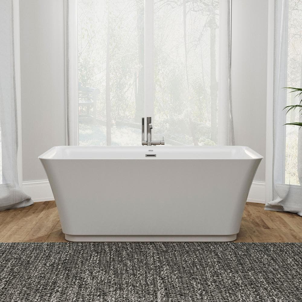 Empava Acrylic Flatbottom Not Whirlpool Freestanding Bathtub- Deep Soaking Tub