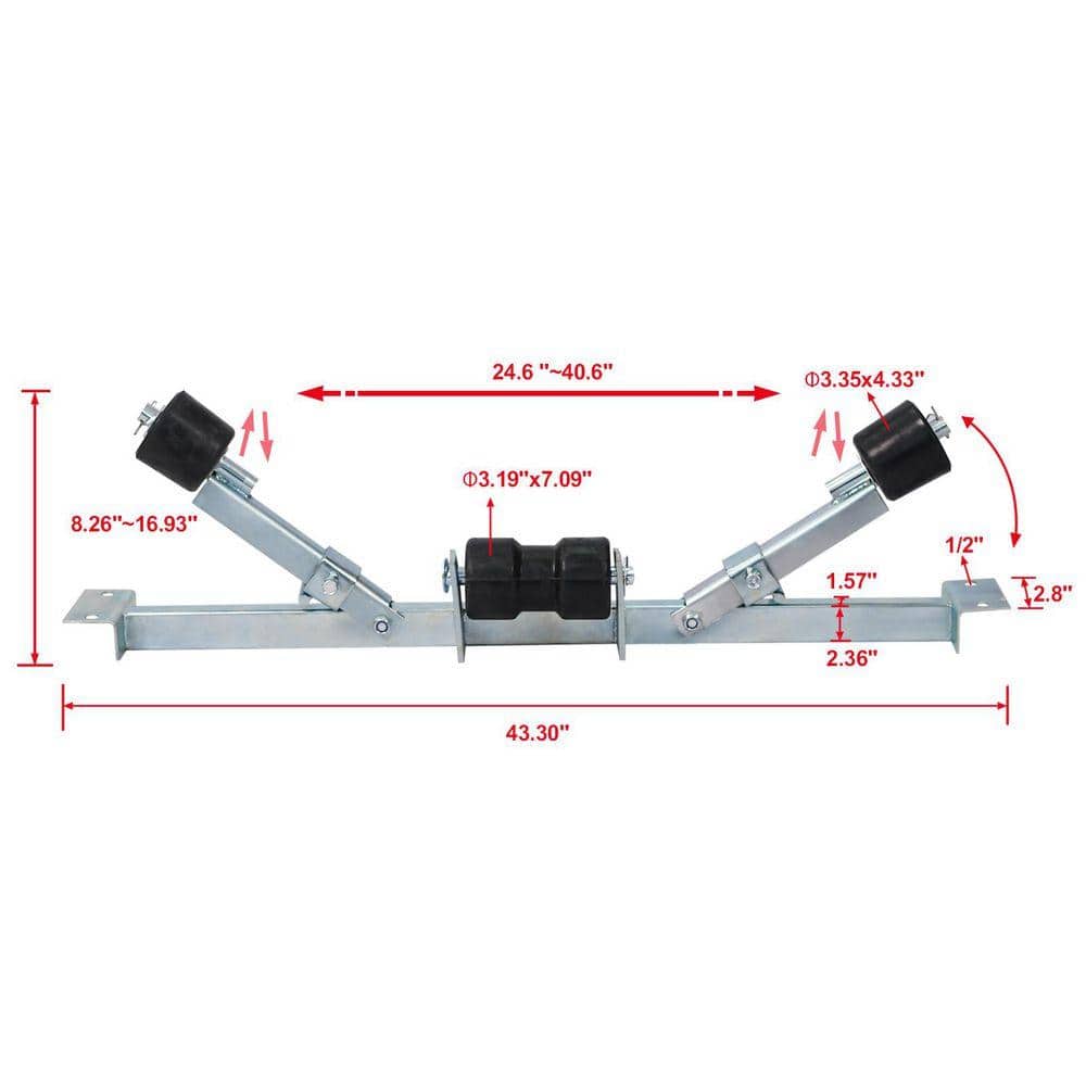 Miscool Ami Boat Trailer Support Bracket with Keel Rollers 2204lb Capacity (3)