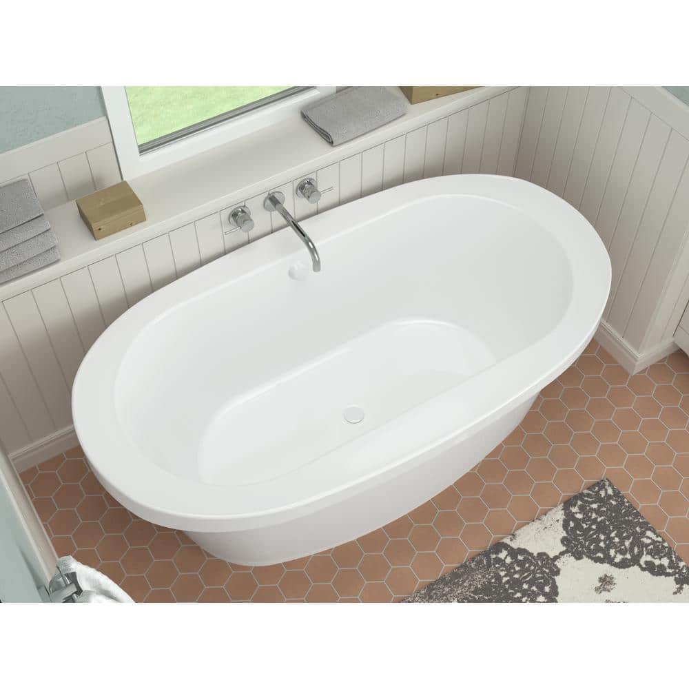 Universal Tubs Moonstone 5.5 ft. Acrylic Center Drain Oval Bathtub in White (3)