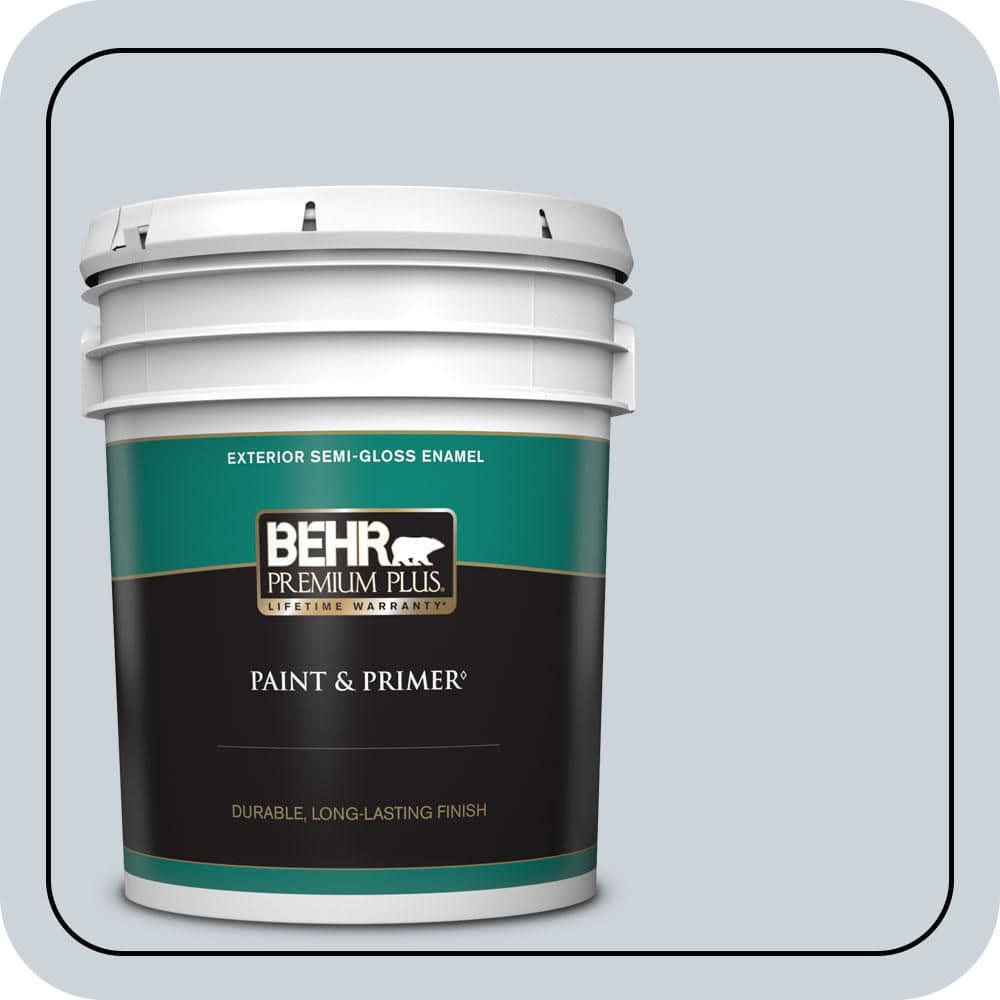 BEHR PREMIUM PLUS 5 gal. #PPU14-17A Polar Frost Semi-Gloss Enamel Exterior Paint & Primer