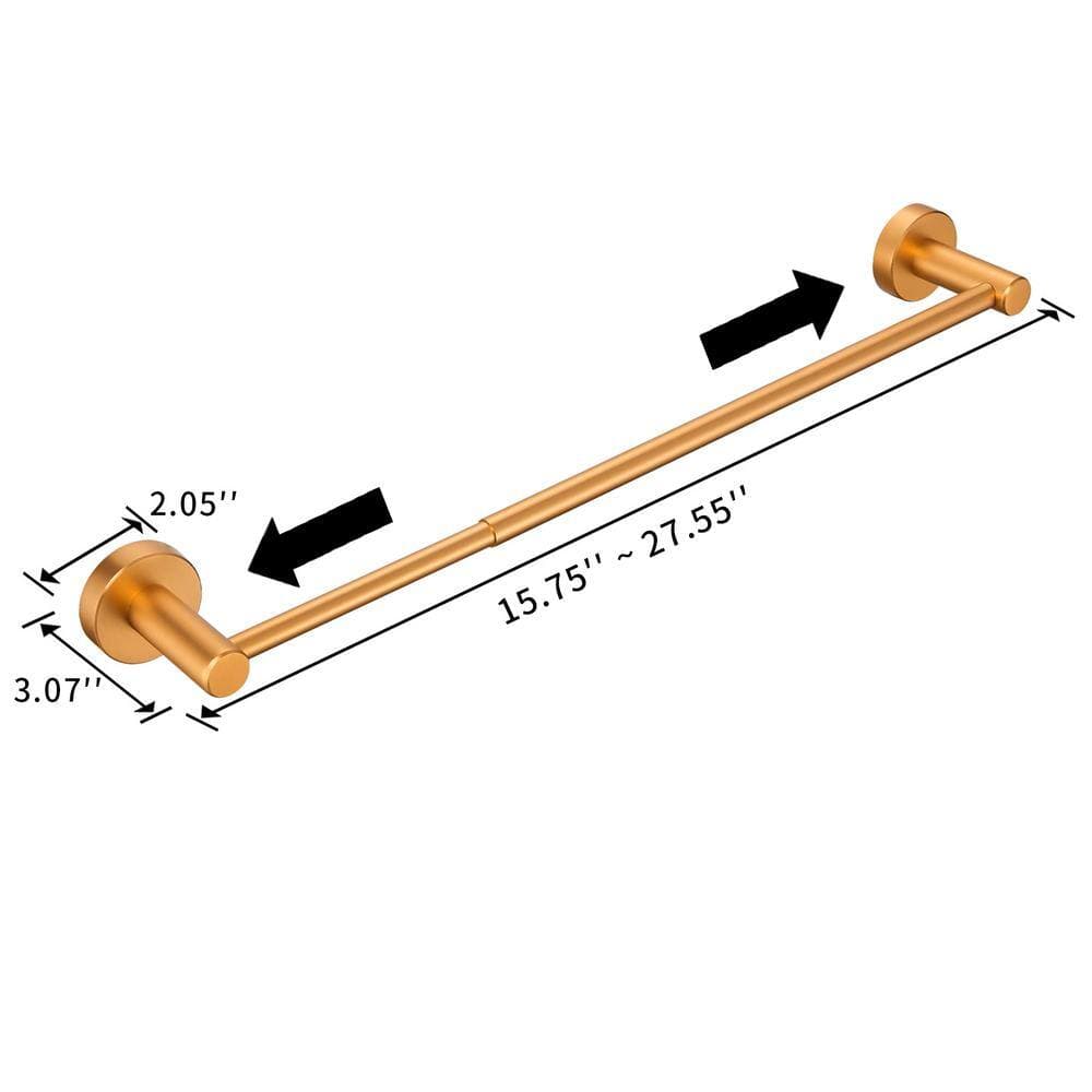 Tidoin 27 in. Aluminum Wall Mount Adjustable Length Towel Bar in Brushed Gold (2)