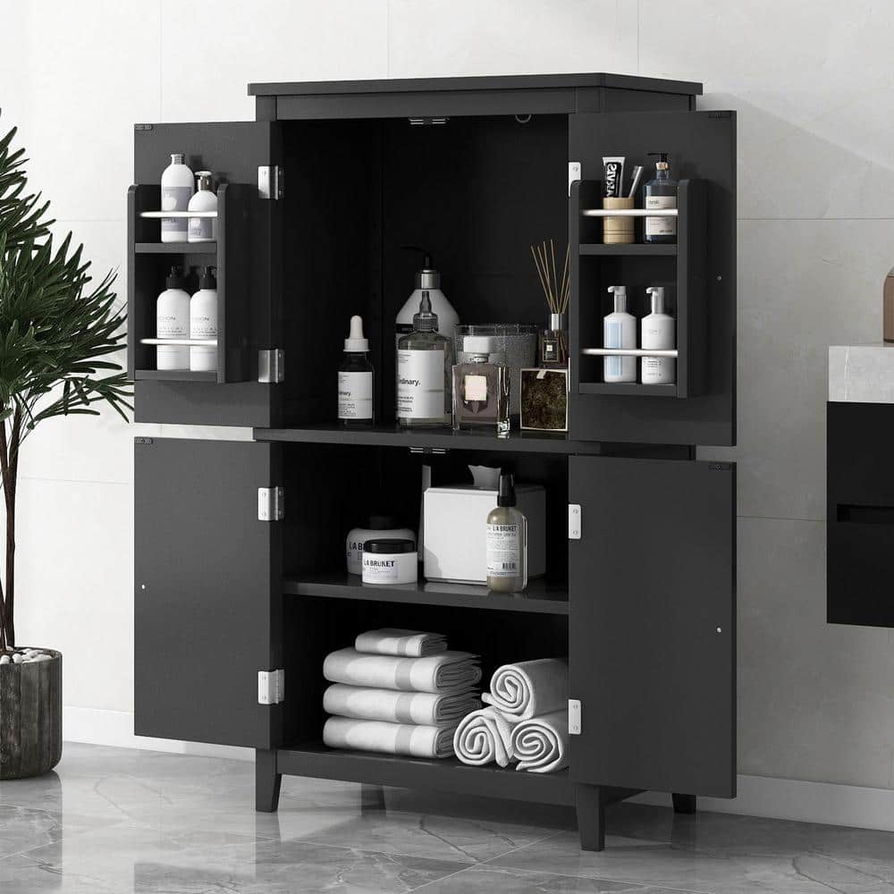 EPOWP 23.6 in. W 11.8 in. D 43.3 in. H Wide MDF Freestanding Linen Cabinet with Adjustable Shelves (2)