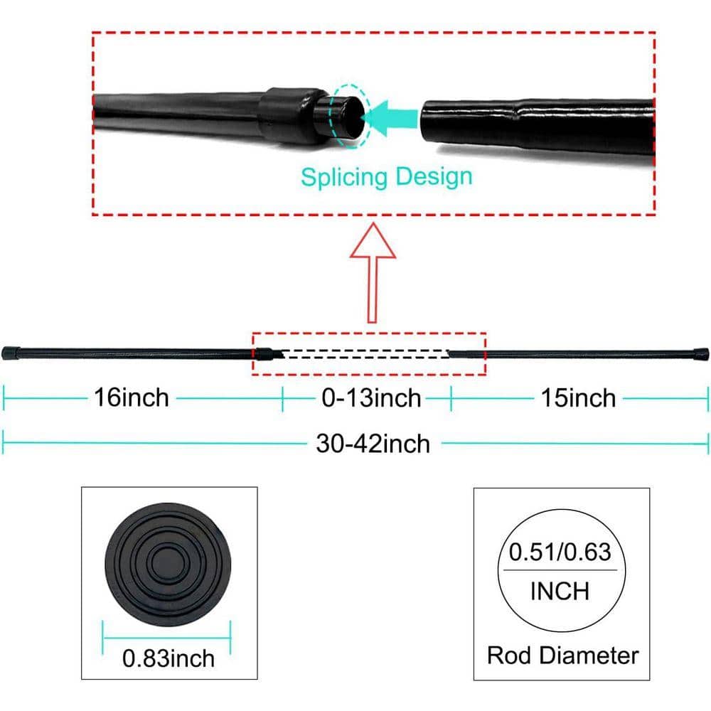 Unbranded 1-Pack Adjustable Tension, 0.80 in. W x 17.2 in. L, Rust-Resistant Black for Bathroom, Doorways, Shower Curtain Liner (3)