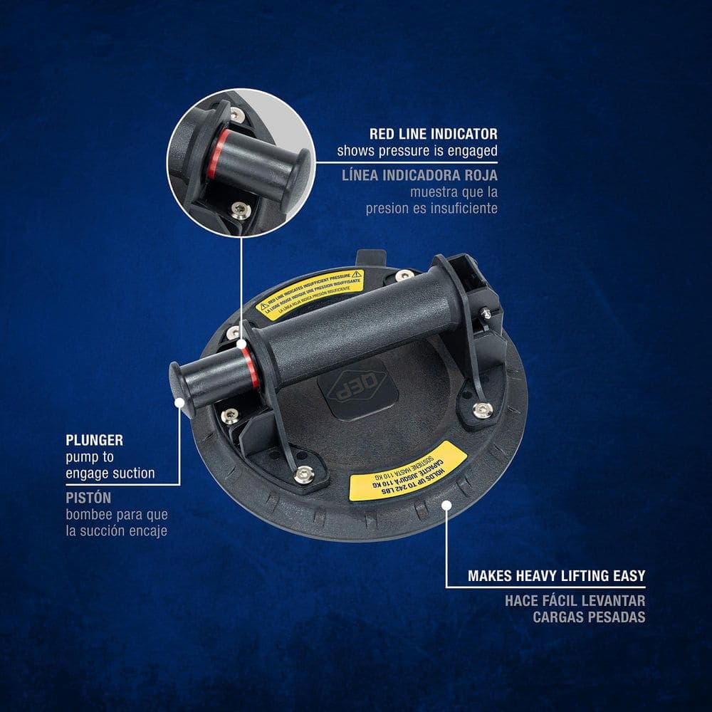QEP 8 in. Vacuum Pump Suction Cup for Large Format Tile, with 242 lb. Lifting Capacity (4)