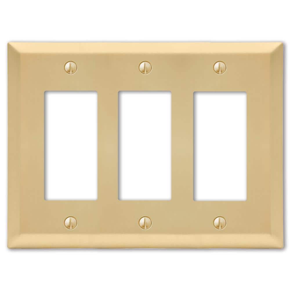 AMERELLE Metallic 3 Gang Rocker Steel Wall Plate - Satin Brass