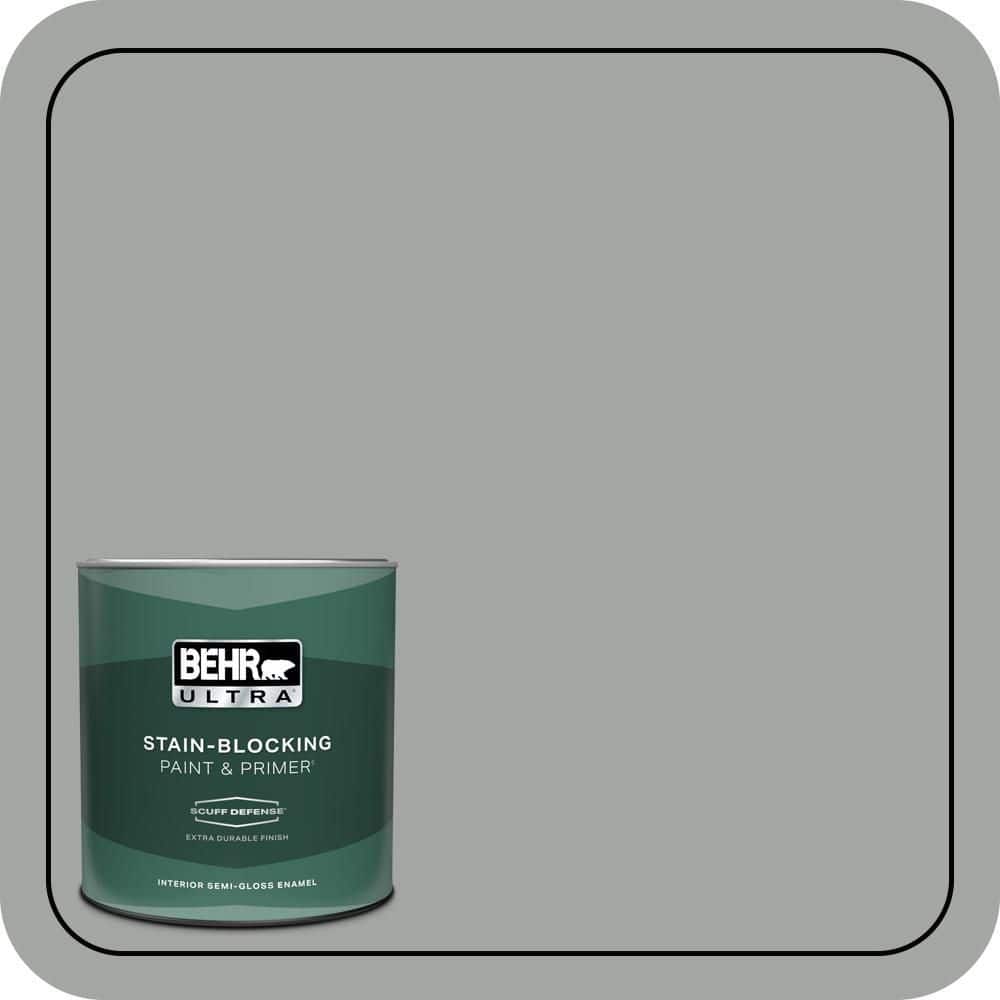 BEHR ULTRA 1 qt. #PPU25-04 Sharkskin Suit Extra Durable Semi-Gloss Enamel Interior Paint & Primer
