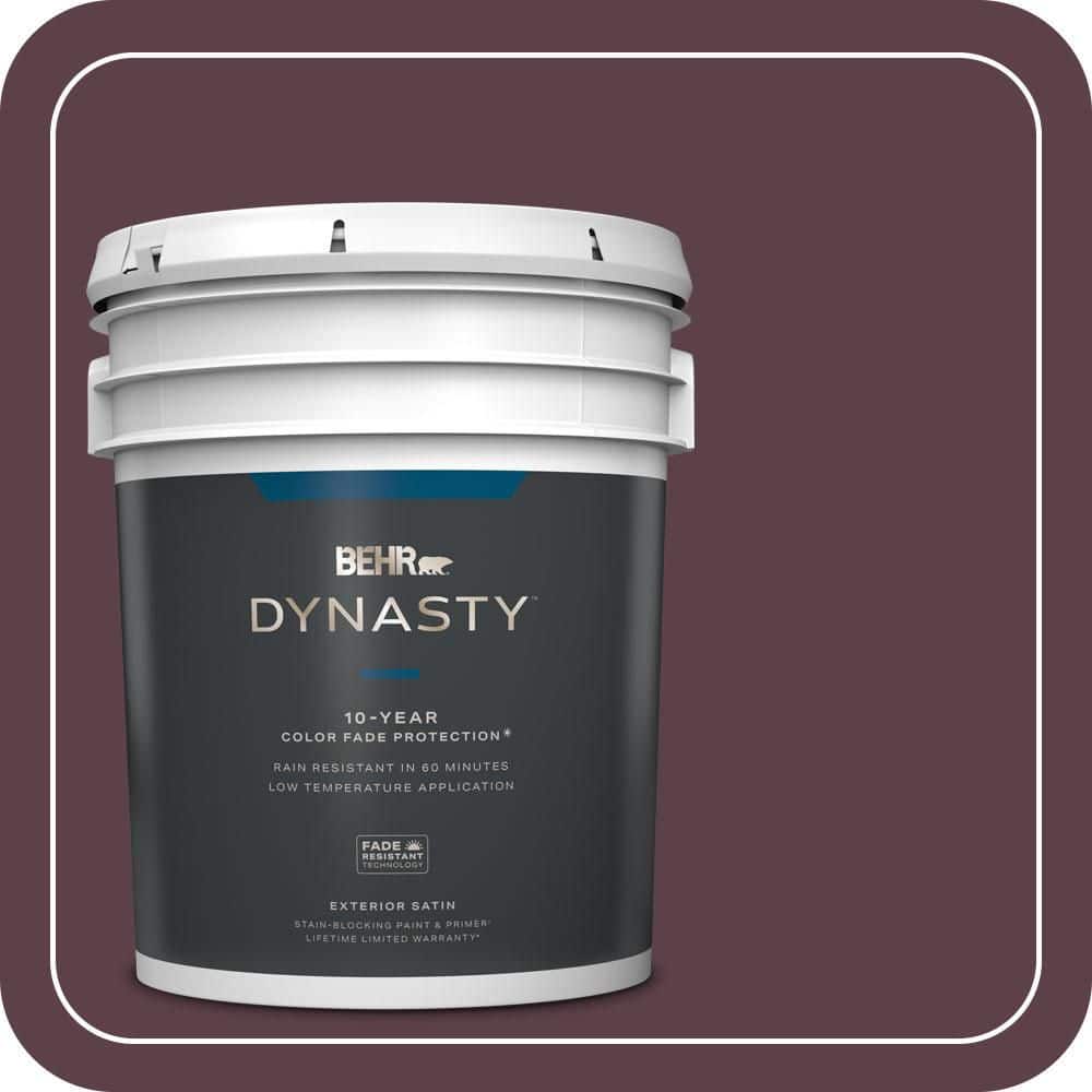 BEHR DYNASTY 5 gal. #QE-63 Napa Wine Satin Enamel Exterior Stain-Blocking Paint & Primer