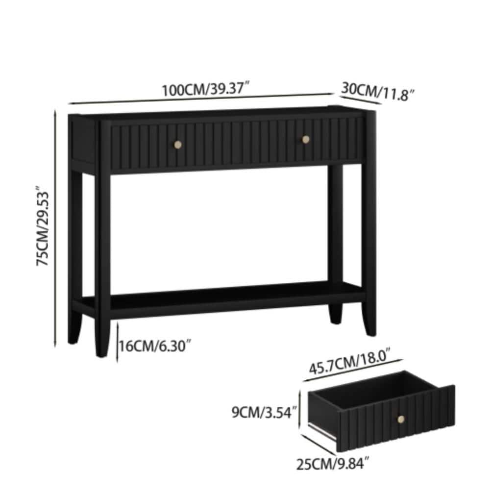 Unbranded 39.4 in. W x 11.8 in. D x 29.5 in. H Bathroom Black Linen Cabinet (2)
