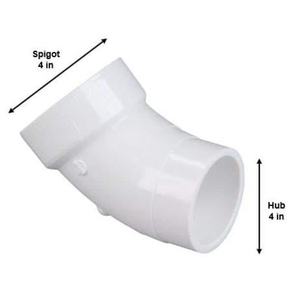 NIBCO 4 in. PVC DWV 45-Degree Spigot x Hub Street Elbow Fitting (3)