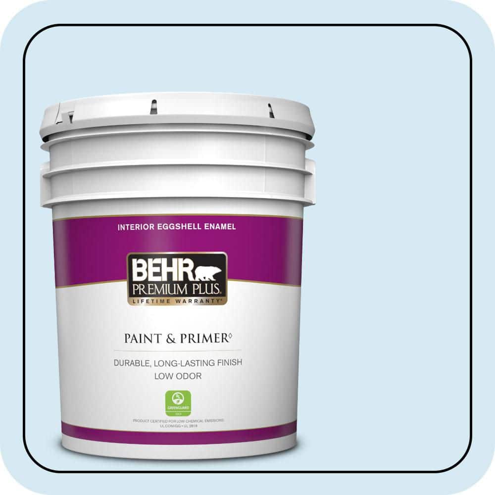 BEHR PREMIUM PLUS 5 gal. #P500-1 Spacious Skies Eggshell Enamel Low Odor Interior Paint & Primer