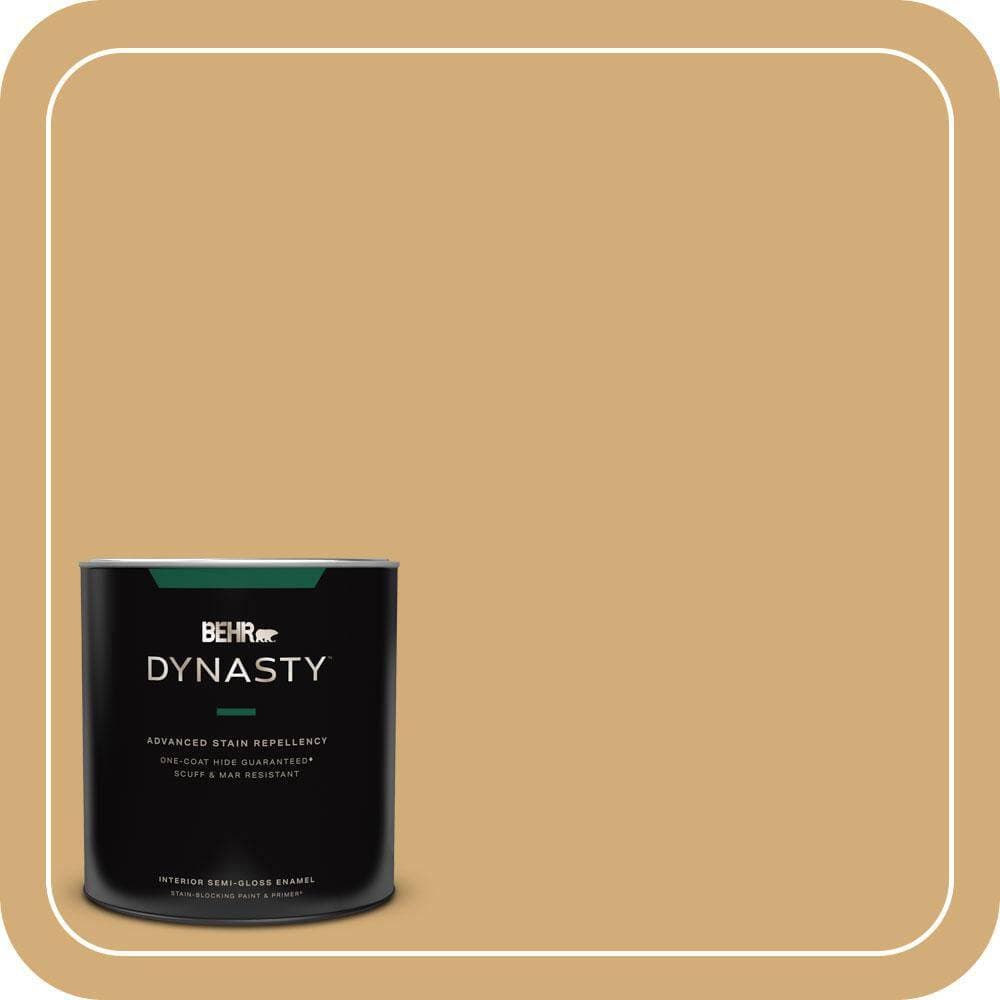 BEHR DYNASTY 1 qt. #MQ2-17 Glittering Sun One-Coat Hide Semi-Gloss Enamel Interior Stain-Blocking Paint and Primer