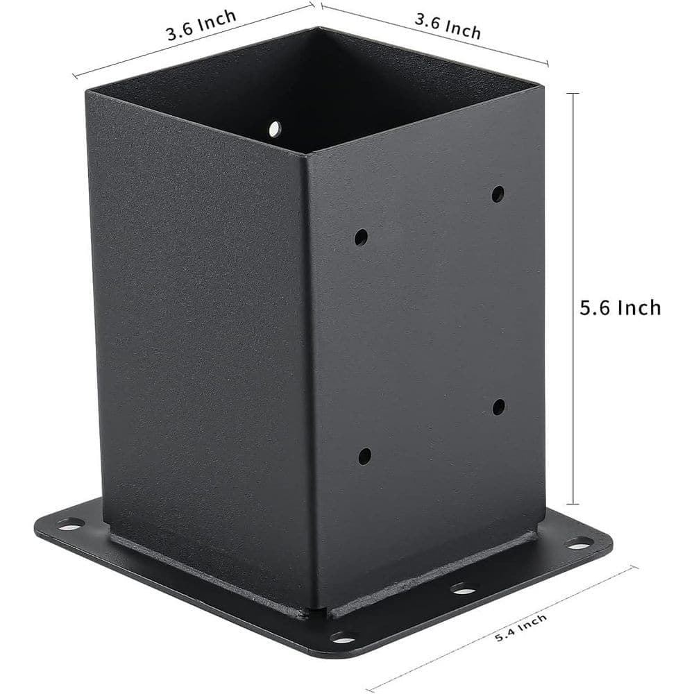 Afoxsos 4 x 4 in. Solid Steel Post Base Brackets Powder Coated in Black, (2-Pack) (2)