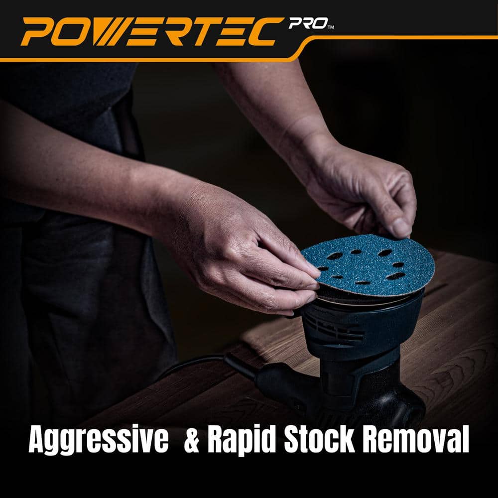 ‎POWERTEC 5 in. Sanding Discs Hook and Loop, 80 Grits, Ceramic Orbital Sander Sandpaper for Random Orbital Sanders (50-Pack) (2)