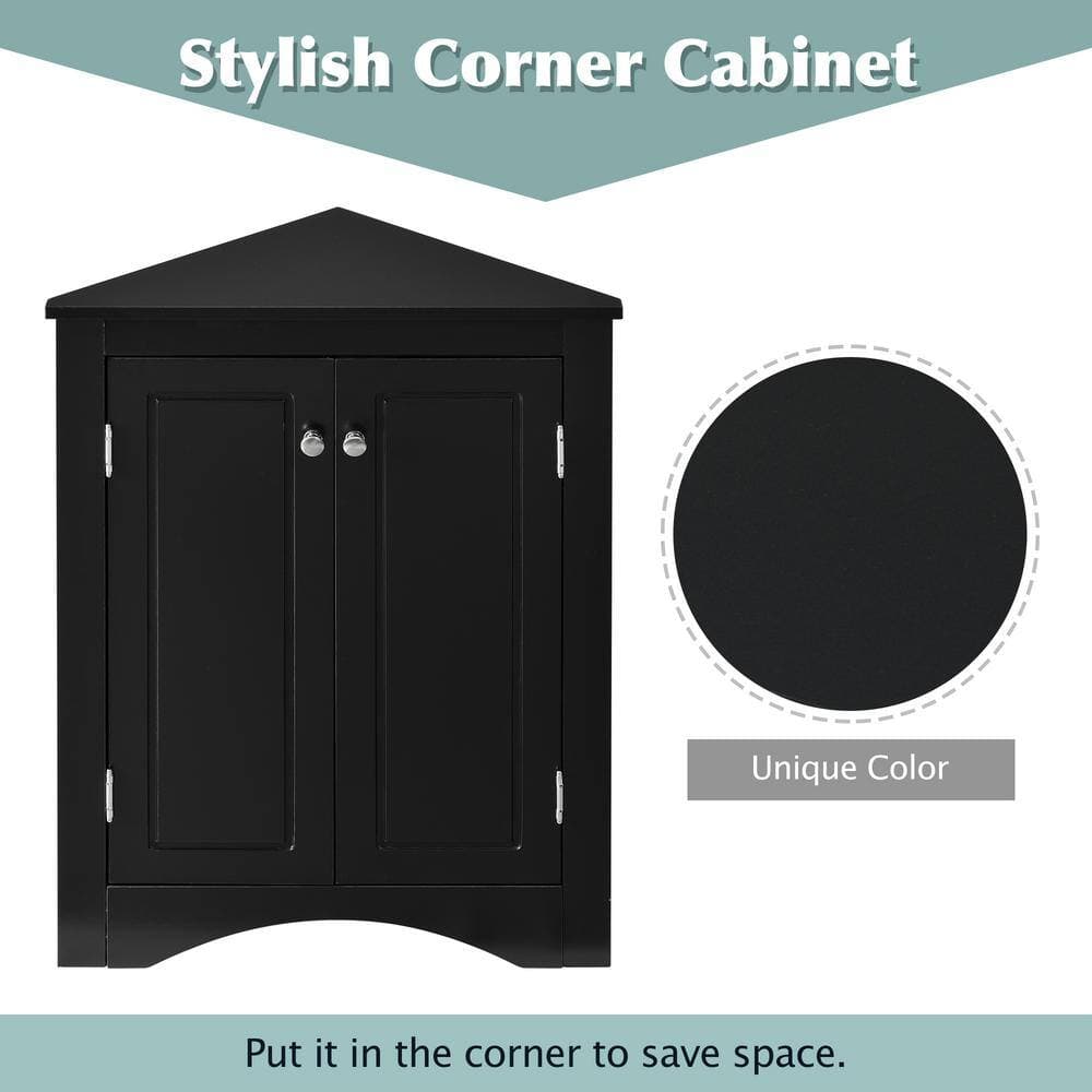 FUNKOL 17.2 in. W 17.2 in. D 31.5 in. H Triangle Bathroom Freestanding Linen Cabinet with 2 Adjustable Shelves (4)