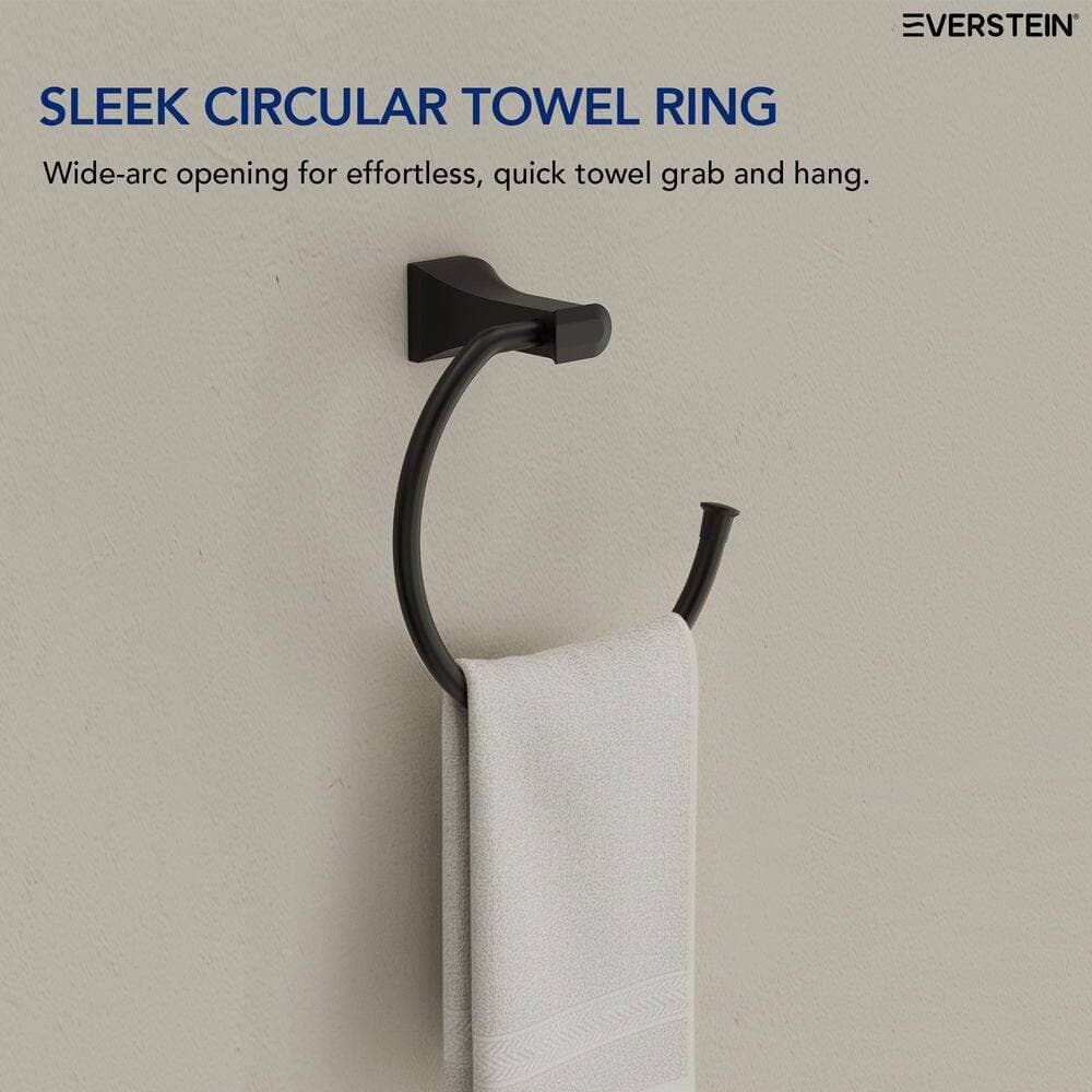 EVERSTEIN 4-Piece Bath Hardware Set with Towel Hook, Towel Rack, Towel Ring, Paper Towel Holder (4)