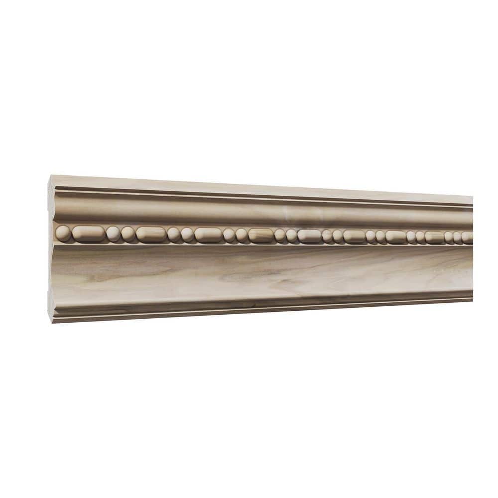 Ornamental Mouldings . 75 in. D x 5.25 in. W x 92 in. L Unfinished Poplar Wood Stratford Embossed Crown Moulding (1)
