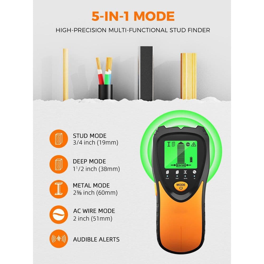 Unbranded 5 in 1 Electronic Stud Finder Wall Scanner with LCD Display and Audio Alarm for Wood AC Live Wire Metal Detection (3)