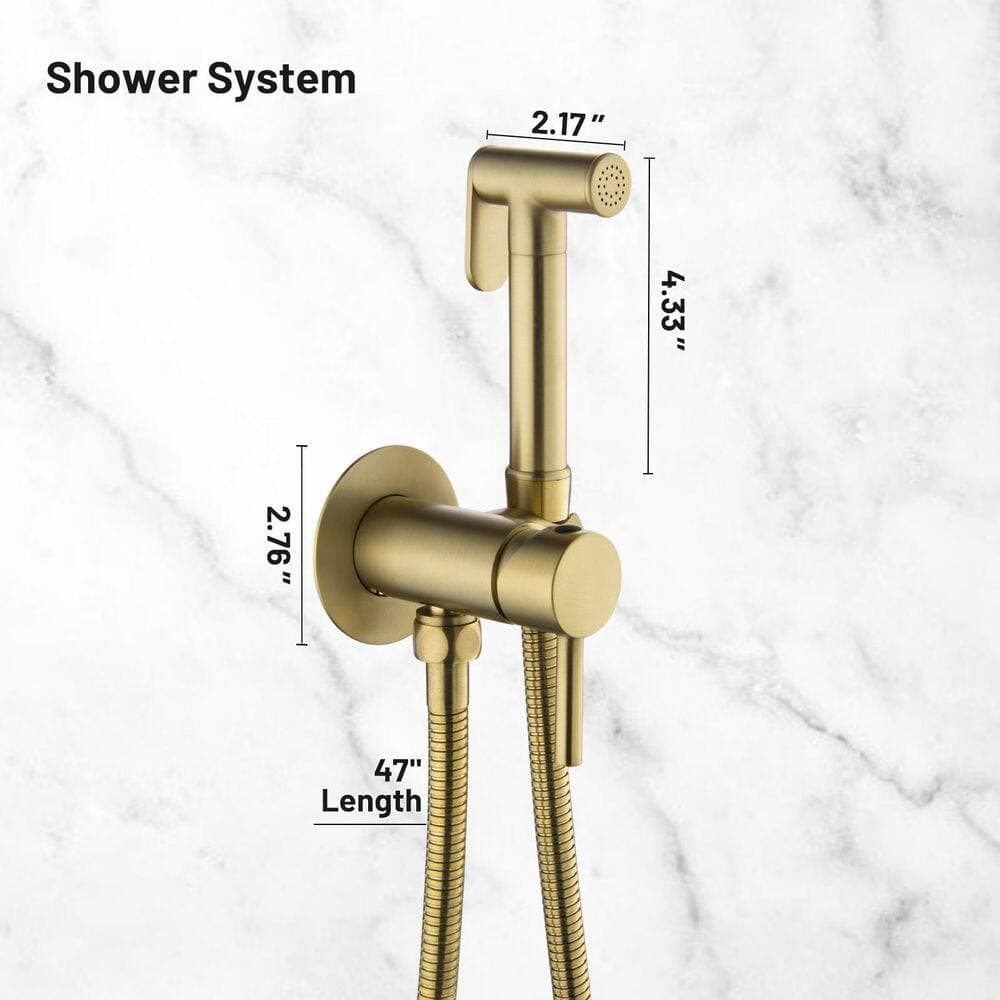 Heemli Non-Electric Bidet Sprayer for Toilet Handheld Brass Bidet Attachment Diaper Sprayer Wall Toilet Mount in Brushed Gold (3)