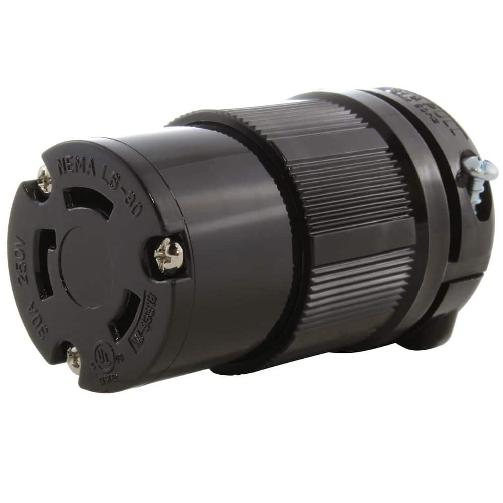 AC WORKS NEMA L6-30R 30A 250V 3-Prong Locking Female Connector in Black with UL, C-UL Approval (1)