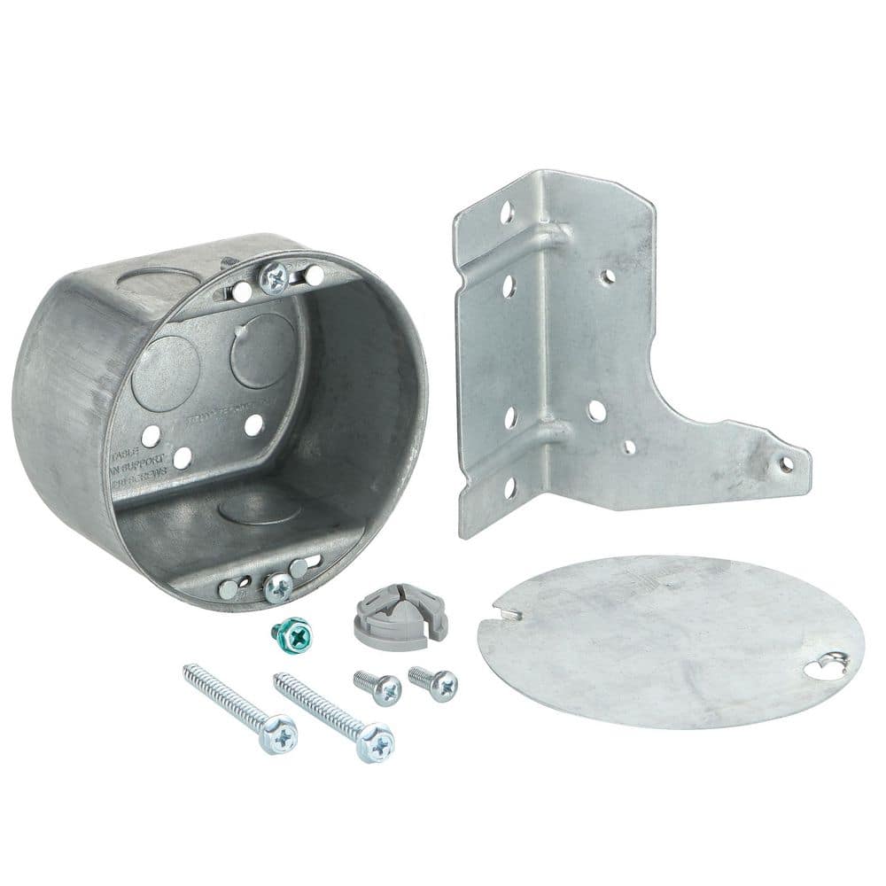 Commercial Electric 4 in. Round 2-1/8 in. Deep 21.5 cu. in. Metallic Ceiling Fan/Light Fixture Side Mount Box for Old/New Work