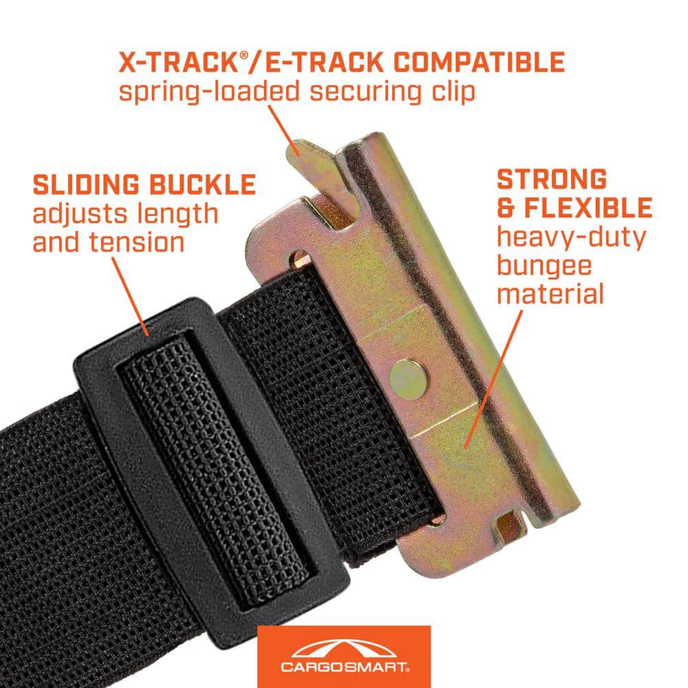 CargoSmart 28 in. to W 3/4 in. L Adjustable Track E-Track and X-Track Bungee Cord- pk (4)