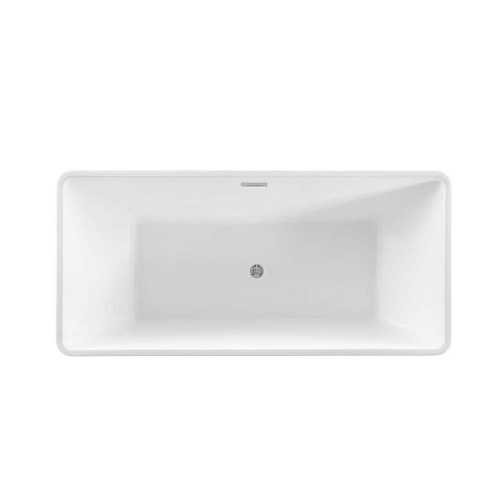 Bellaterra Home Rieti 66.9 in. x 31.1 in. Acrylic Flatbottom Freestanding Soaking Bathtub with Center Drain in Glossy White (2)