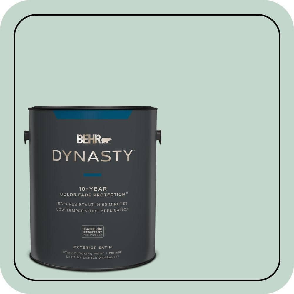 BEHR DYNASTY 1 gal. #470E-3 Aqua Smoke Satin Enamel Exterior Stain-Blocking Paint & Primer
