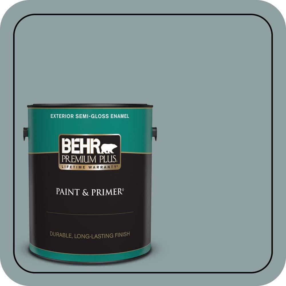 BEHR PREMIUM PLUS 1 gal. #N440-4 October Sky Semi-Gloss Enamel Exterior Paint & Primer
