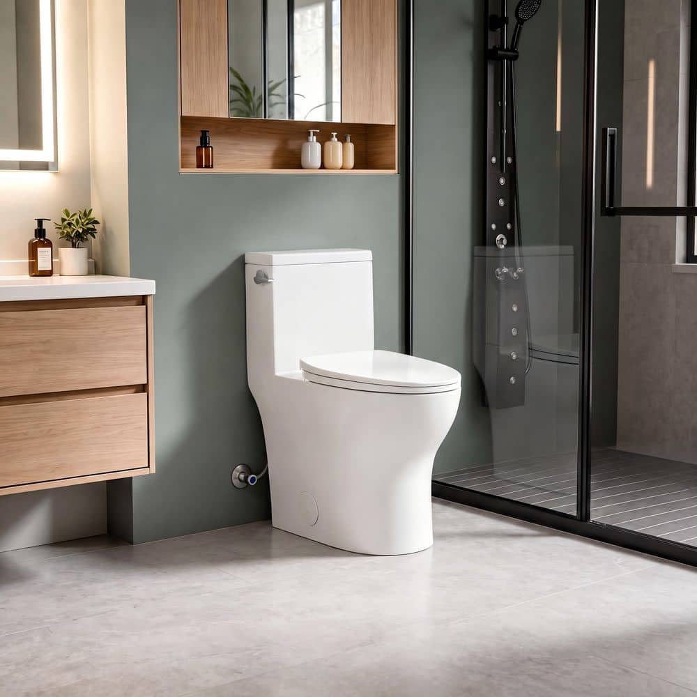Vomlor 17 in. Chair Height 2-Piece Toilet 1.28 GPF Single Flush Elongated Toilet in White Map Flush 1000g with Soft Close Seat (3)