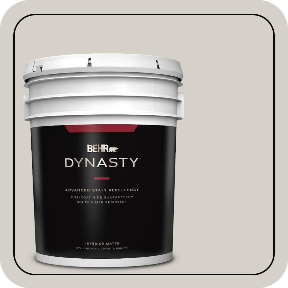 BEHR DYNASTY 5 gal. Designer Collection #DC-014 Gray View Matte Interior Stain-Blocking Paint & Primer