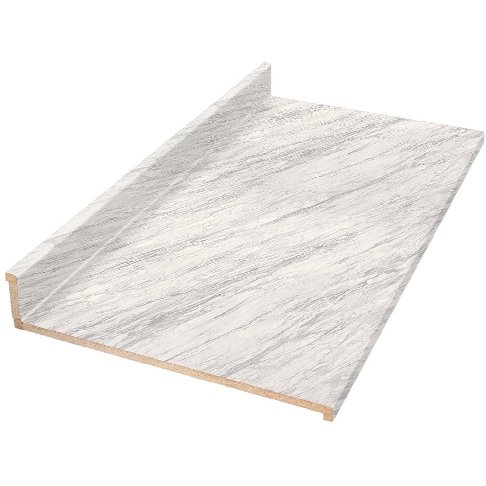 Hampton Bay 4 ft. Straight Laminate Countertop in Matte Manhattan Marble with Eased Edge and Integrated Backsplash