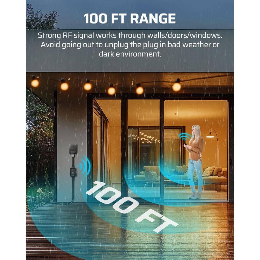 DEWENWILS Outdoor Wireless Remote Control Outlet 125V 15A Remote Outlets 100FT Control Range Weatherproof, FCC Listed (4)