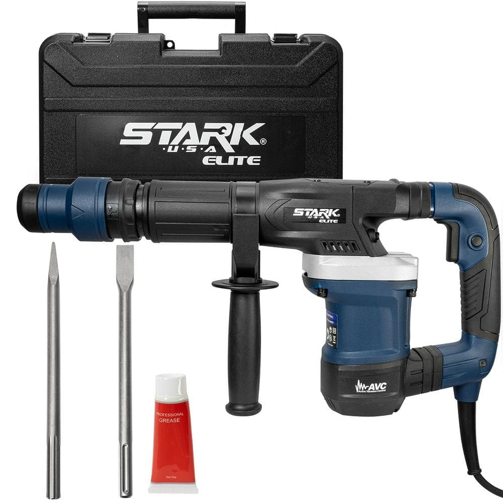 Stark 1200- Watt 22 in x 6.5 in Corded SDS-MAX Demolition Hammer Jack Hammer Kit with Chisels, Auxiliary Handle and Hard Case (1)