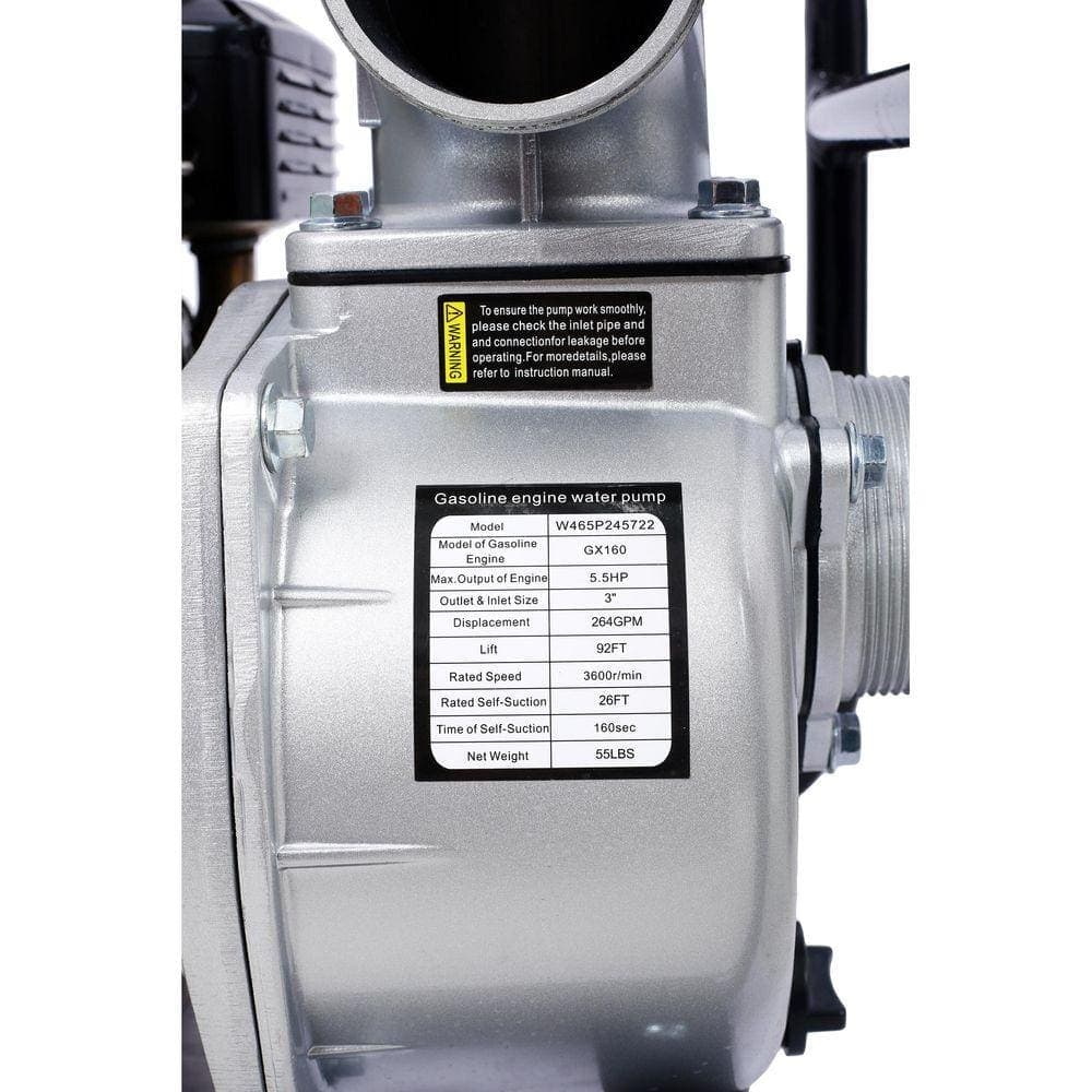 WRIGHTMASTER 5.5 HP Gas 4-Stroke Water Pump, 264 GPM, 3 in. Inlet/Outlet (3)