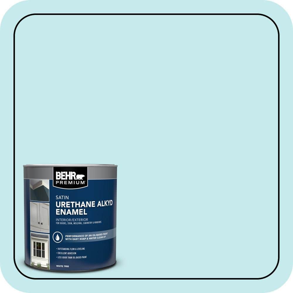 BEHR PREMIUM 1 qt. #P470-1 Silent Breeze Satin Enamel Urethane Alkyd Interior/Exterior Paint