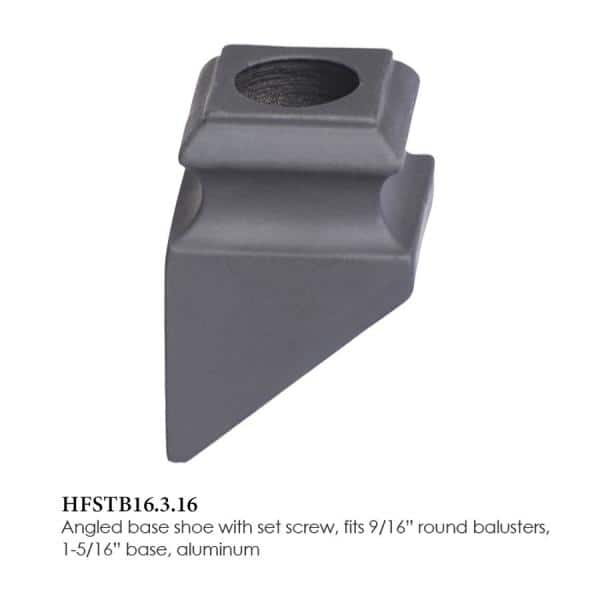 HOUSE OF FORGINGS Round Hole 1.3125 in. Aluminum Angled Shoe Baluster Shoe Satin Black (2)