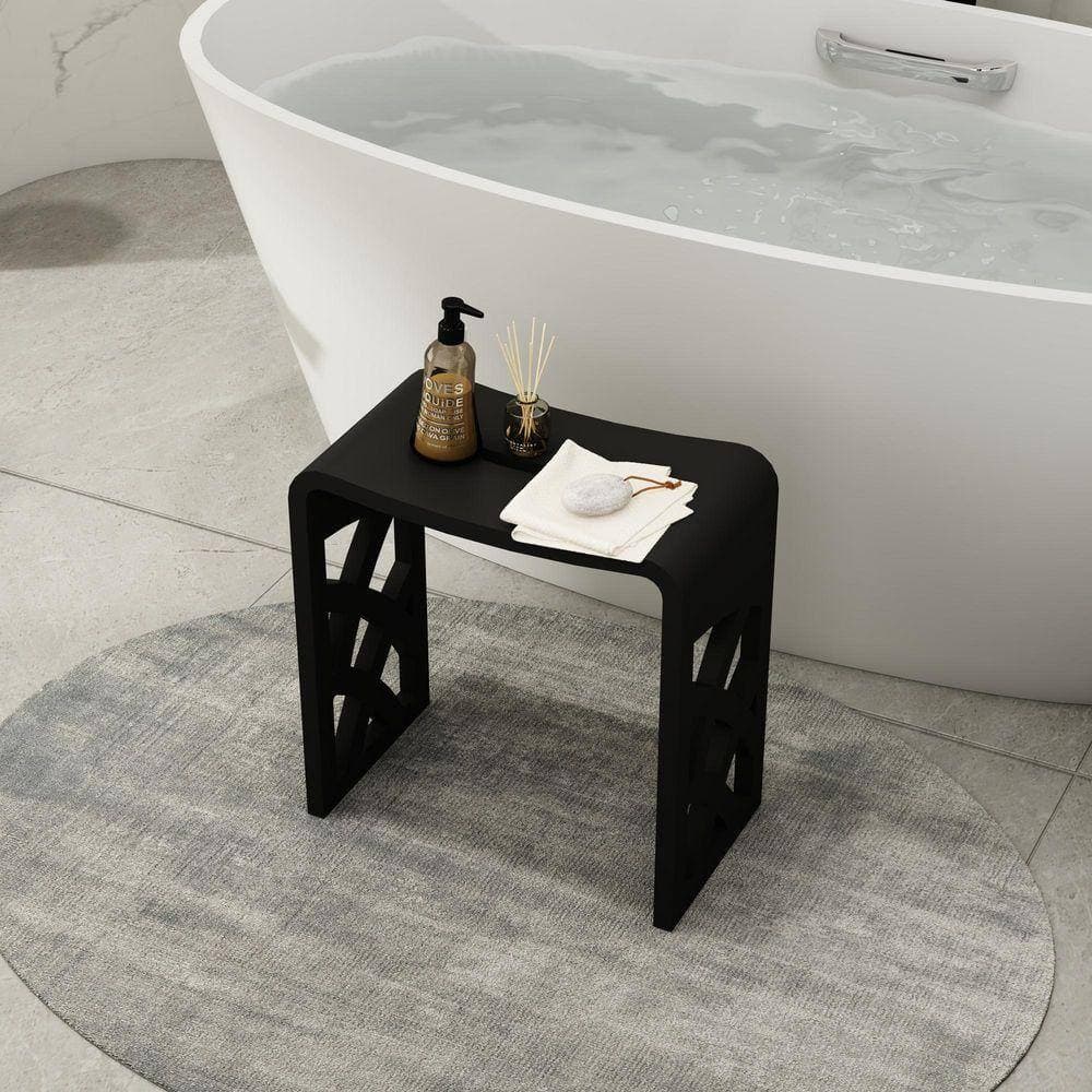 Dimakai 16.9 in. W Non-Slip Solid Surface Shower Stool Portable Shower Seats Non-Slip Shower Chair for Seniors in Black (2)