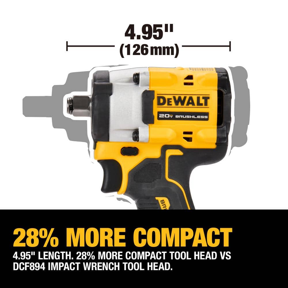 DEWALT ATOMIC 20V MAX Lithium-Ion Cordless Brushless 1/2 in. Variable Speed Impact Wrench with 5 Ah & 2 Ah Batteries & Charger (3)