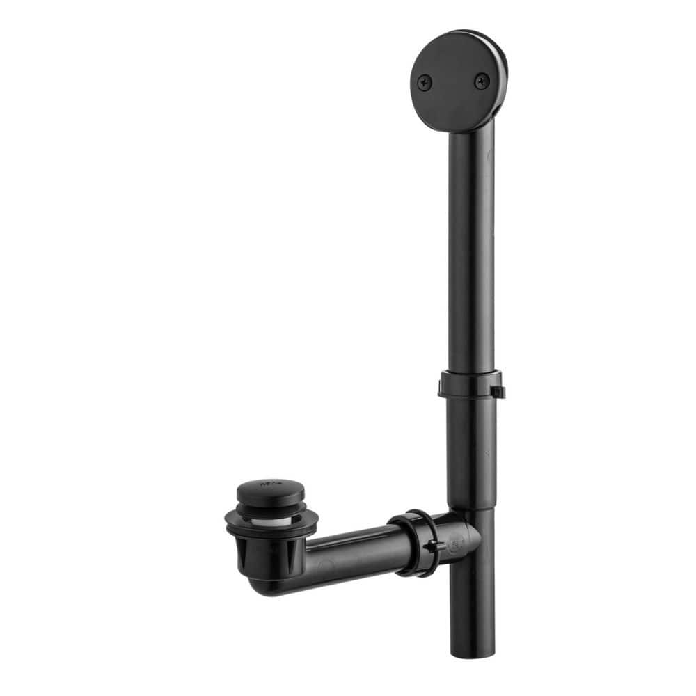 Helhom 1-1/2 in. Black Tubular Bath Drain Kit, Tip Toe Stopper, Touch Toe Tub Drain, Waste and Overflow Assembly (1)