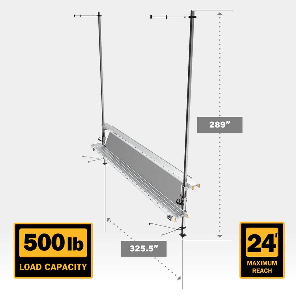 MetalTech Ultra-Jack 24 x 24 ft. Aluminum Pump Jack Scaffolding System with Poles, Anchor, Net, and Scaffold Stagings (3)