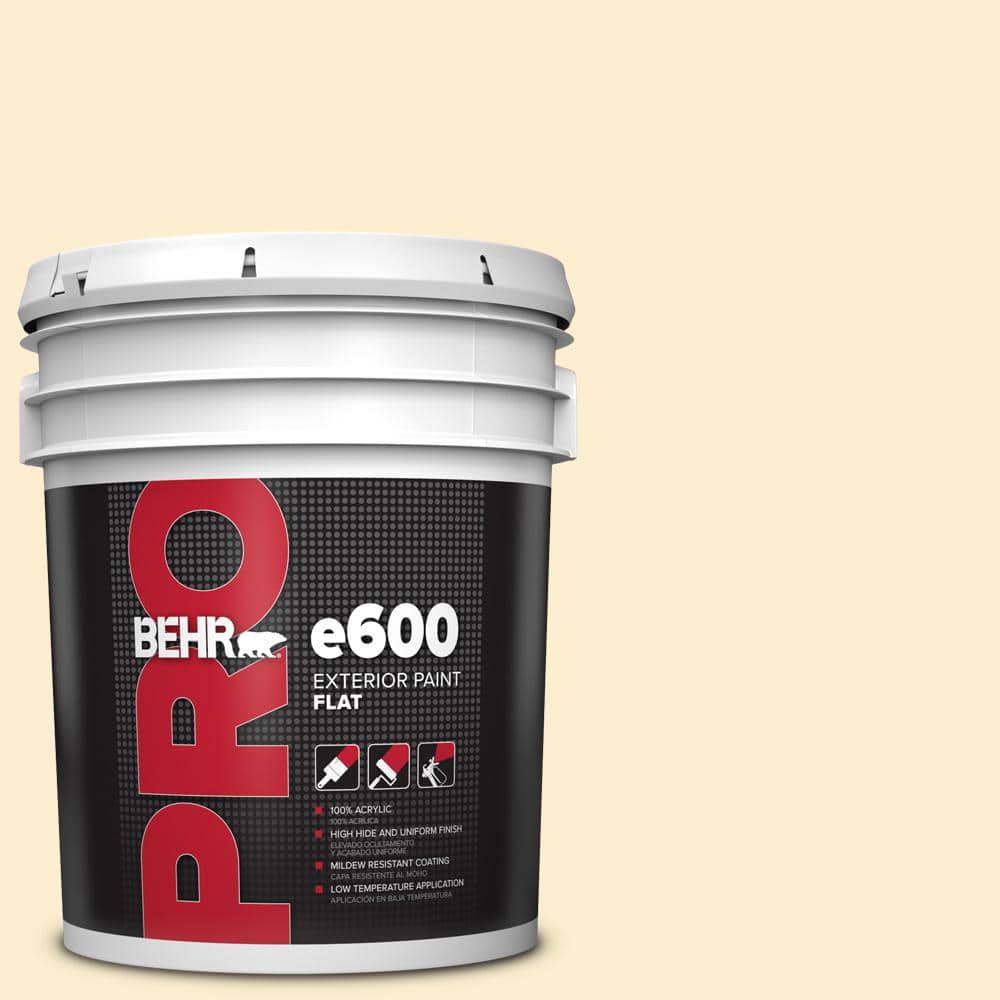 BEHR PRO 5 gal. #300A-1 Opal Cream Flat Exterior Paint