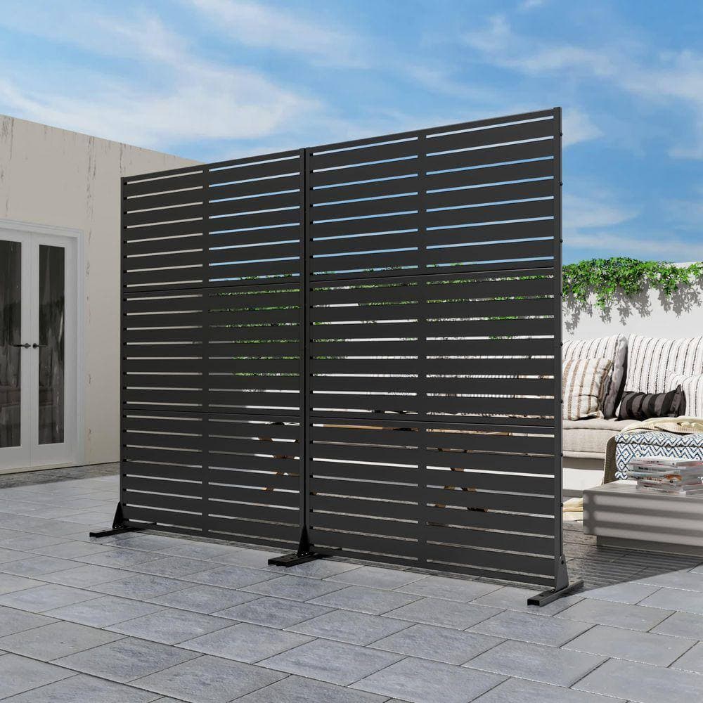 PexFix 72 in. x 47 in. Black Outdoor Metal Galvanized Privacy Screen Fence Garden Panels (2)
