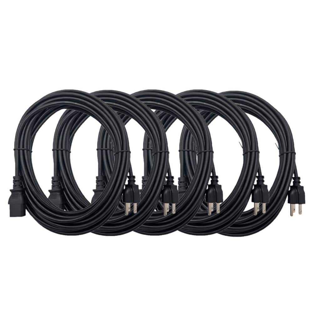 Micro Connectors, Inc 1.5 Meter. (4.92 ft.) 18/3 Indoor Universal AC Power Cord (NEMA 5-15P to C13) Black (5-Pack) (1)