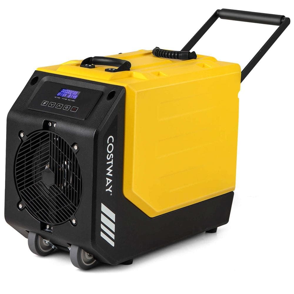 Costway 190 pt. 9000 Sq. Ft. Bucket less Commercial Rotational Molded Industrial Dehumidifier in. Yellows/Golds with Pump (1)