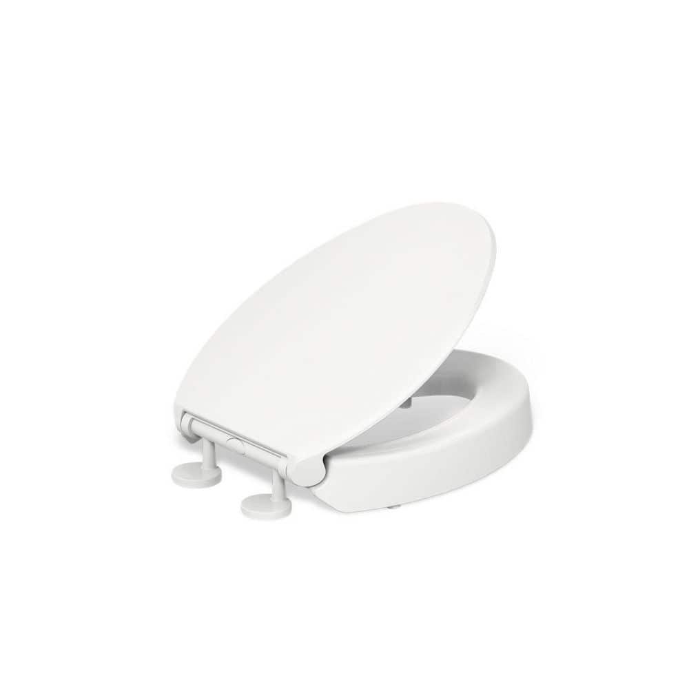 KOHLER Hyten Elongated Elevated Quiet-Close Toilet Seat in White
