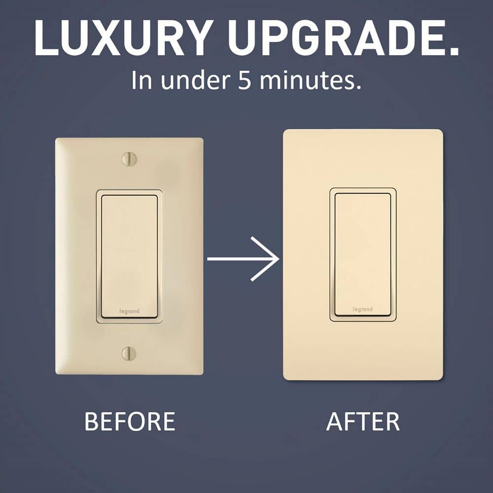Legrand radiant 1-Gang 1-Decorator/Rocker Screwless Wall Plate, Ivory (2)