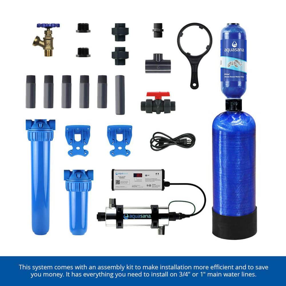 Aquasana Rhino Well Water with UV + Tall Salt-Free Water Conditioner (3)
