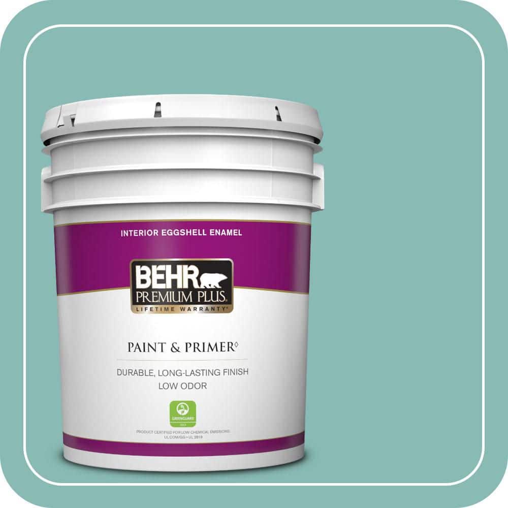 BEHR PREMIUM PLUS 5 gal. #T14-1 Ocean Liner Eggshell Enamel Low Odor Interior Paint & Primer