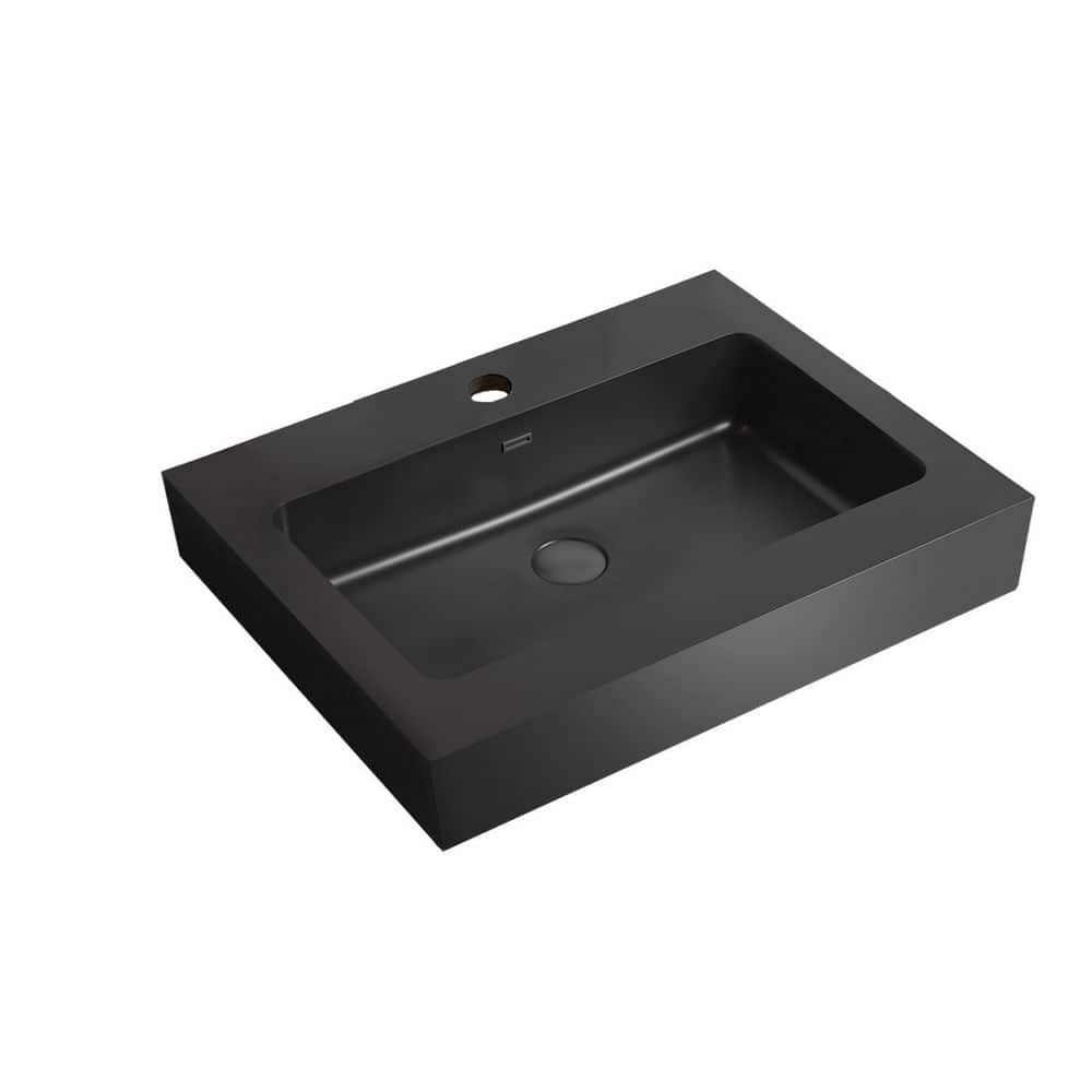 Satico 24 in. Drop-In Bathroom Sink in Matte Black Quartz Vanity Top (3)