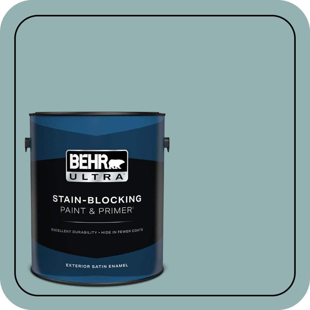 BEHR ULTRA 1 gal. #500F-5 Gulf Winds Satin Enamel Exterior Paint & Primer